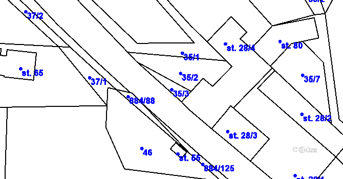Parcela st. 35/3 v KÚ Horní Rápotice, Katastrální mapa