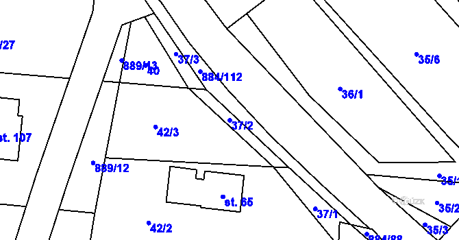 Parcela st. 37/2 v KÚ Horní Rápotice, Katastrální mapa