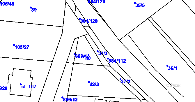 Parcela st. 37/3 v KÚ Horní Rápotice, Katastrální mapa