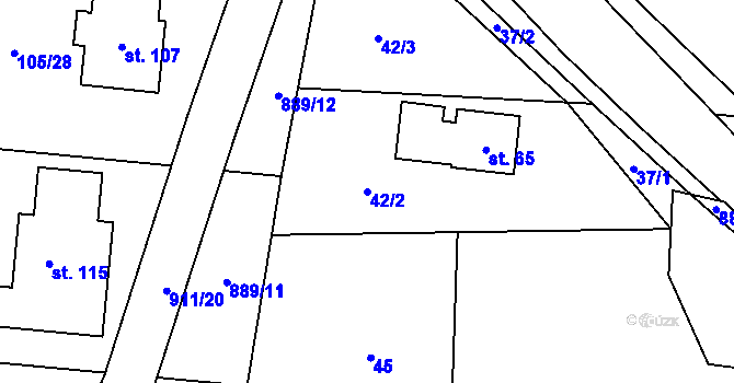 Parcela st. 42/2 v KÚ Horní Rápotice, Katastrální mapa