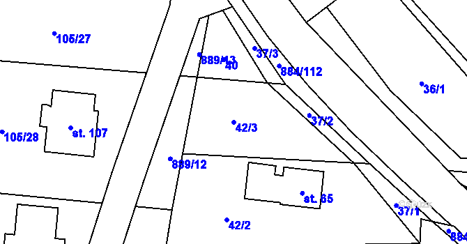 Parcela st. 42/3 v KÚ Horní Rápotice, Katastrální mapa