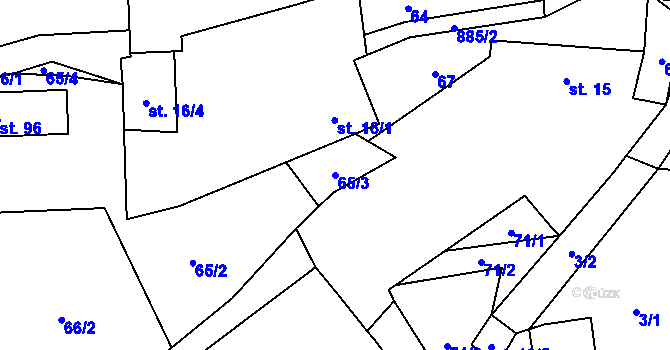 Parcela st. 65/3 v KÚ Horní Rápotice, Katastrální mapa