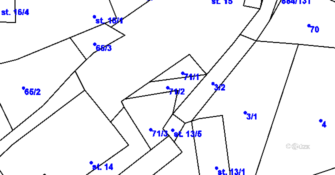 Parcela st. 71/2 v KÚ Horní Rápotice, Katastrální mapa