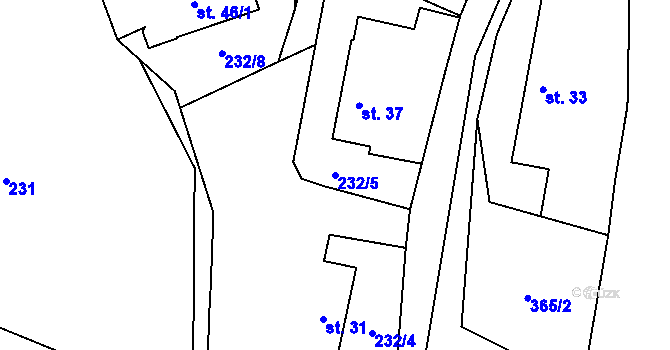Parcela st. 232/5 v KÚ Horní Rápotice, Katastrální mapa