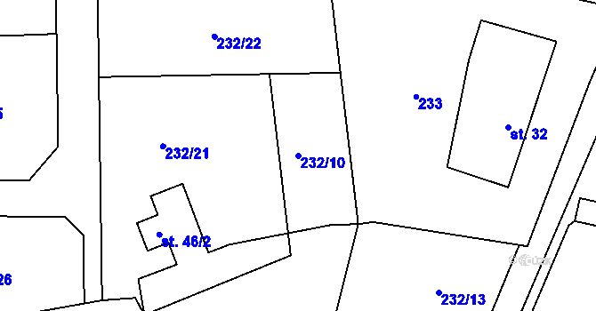 Parcela st. 232/10 v KÚ Horní Rápotice, Katastrální mapa