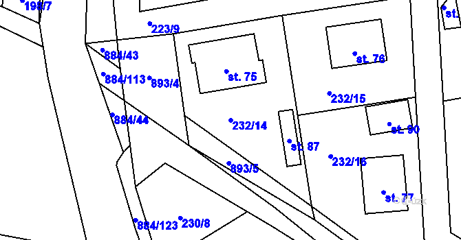 Parcela st. 232/14 v KÚ Horní Rápotice, Katastrální mapa