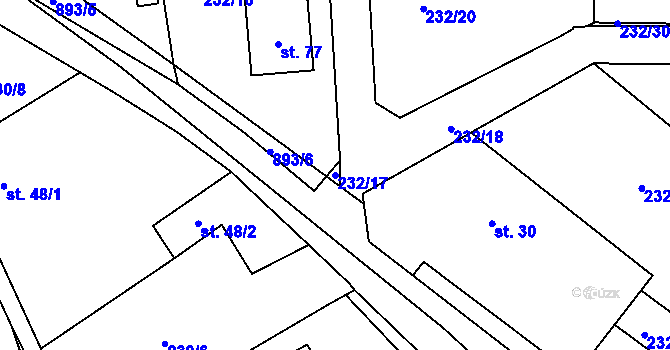 Parcela st. 232/17 v KÚ Horní Rápotice, Katastrální mapa