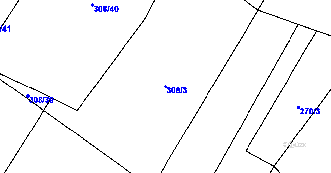 Parcela st. 308/3 v KÚ Horní Rápotice, Katastrální mapa