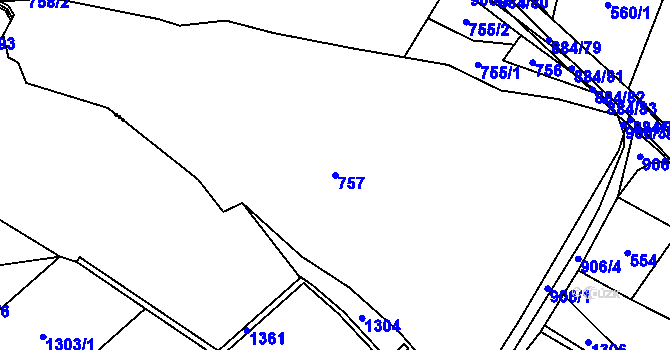 Parcela st. 757 v KÚ Horní Rápotice, Katastrální mapa