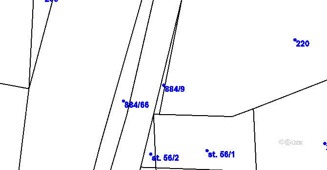 Parcela st. 884/9 v KÚ Horní Rápotice, Katastrální mapa
