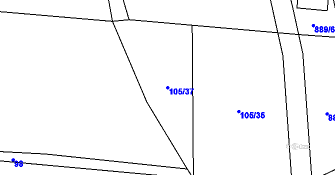 Parcela st. 105/37 v KÚ Horní Rápotice, Katastrální mapa