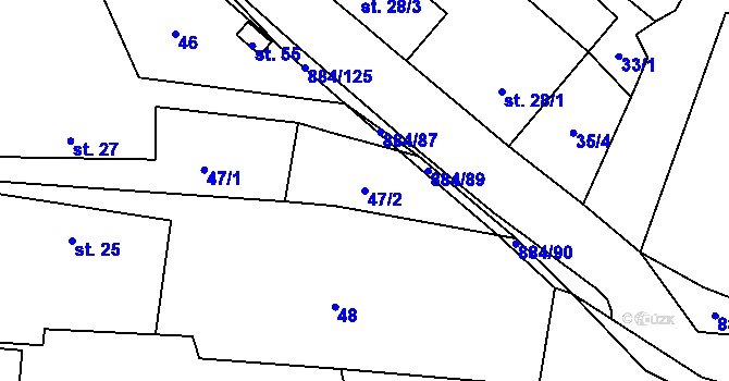 Parcela st. 47/2 v KÚ Horní Rápotice, Katastrální mapa
