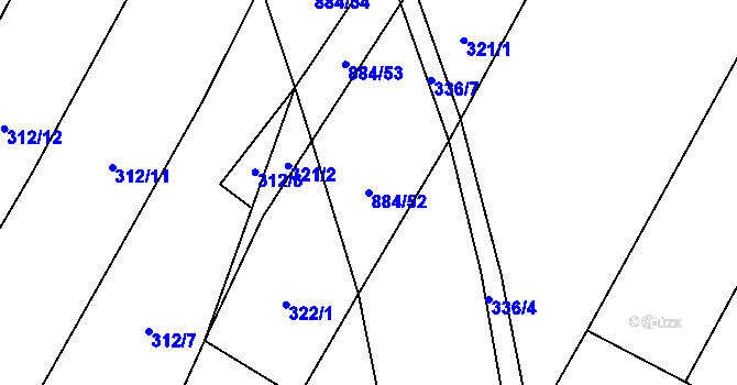 Parcela st. 884/52 v KÚ Horní Rápotice, Katastrální mapa