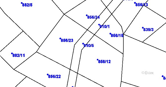 Parcela st. 910/5 v KÚ Horní Rápotice, Katastrální mapa