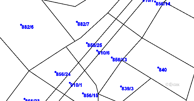 Parcela st. 910/6 v KÚ Horní Rápotice, Katastrální mapa