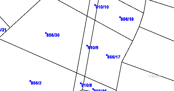 Parcela st. 910/9 v KÚ Horní Rápotice, Katastrální mapa
