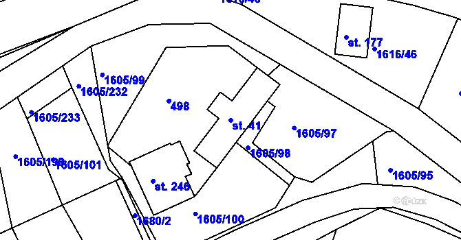 Parcela st. 41 v KÚ Horní Roveň, Katastrální mapa