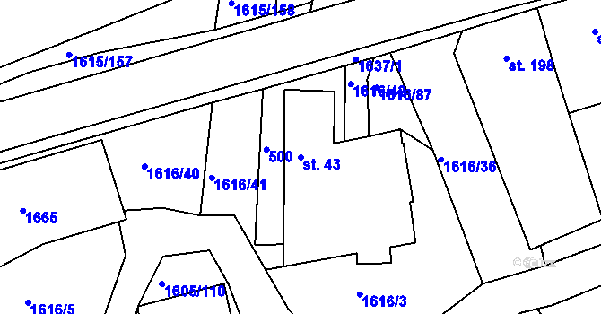 Parcela st. 43 v KÚ Horní Roveň, Katastrální mapa