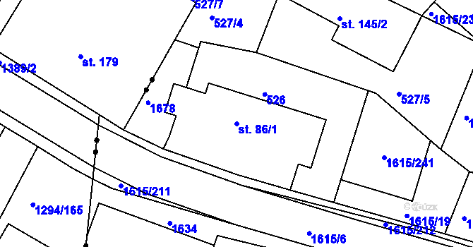 Parcela st. 86/1 v KÚ Horní Roveň, Katastrální mapa