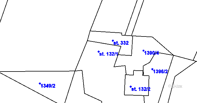 Parcela st. 132/1 v KÚ Horní Roveň, Katastrální mapa