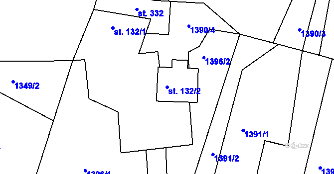 Parcela st. 132/2 v KÚ Horní Roveň, Katastrální mapa
