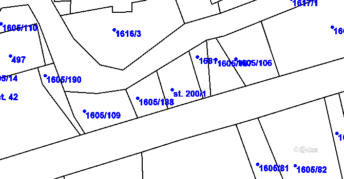 Parcela st. 200/1 v KÚ Horní Roveň, Katastrální mapa