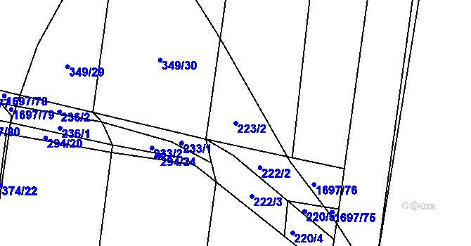 Parcela st. 223/2 v KÚ Horní Roveň, Katastrální mapa