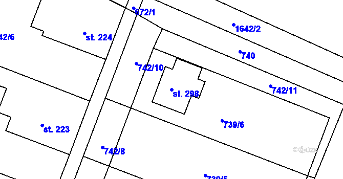 Parcela st. 298 v KÚ Horní Roveň, Katastrální mapa