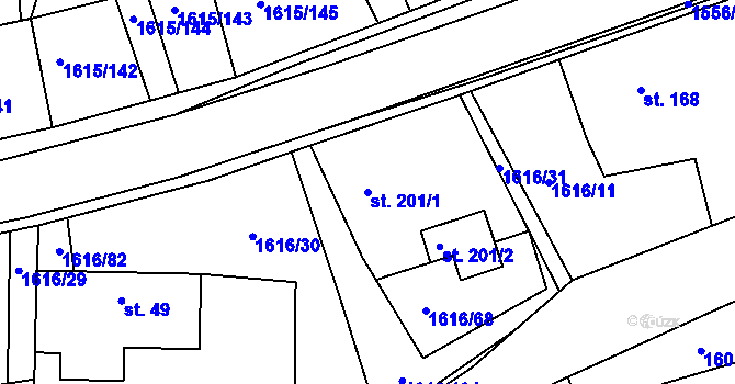 Parcela st. 201/1 v KÚ Horní Roveň, Katastrální mapa
