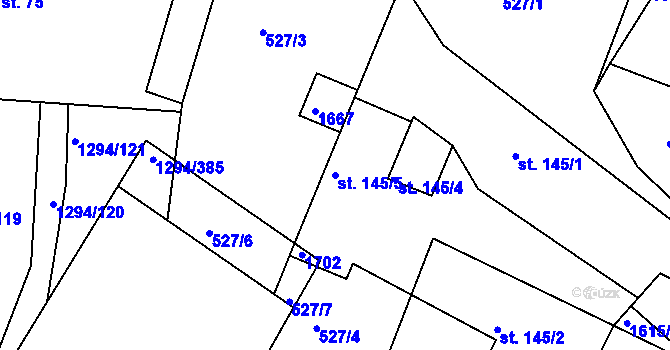 Parcela st. 145/5 v KÚ Horní Roveň, Katastrální mapa