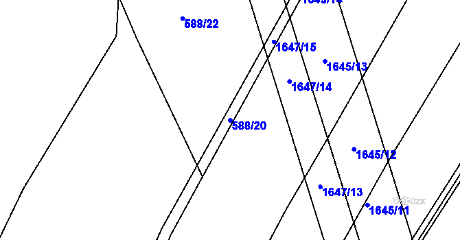 Parcela st. 588/20 v KÚ Horní Roveň, Katastrální mapa
