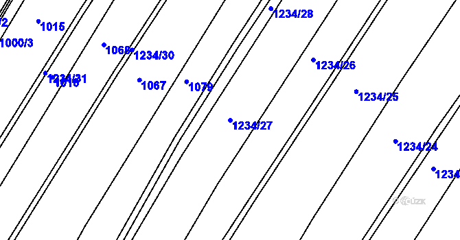 Parcela st. 1234/27 v KÚ Horní Roveň, Katastrální mapa