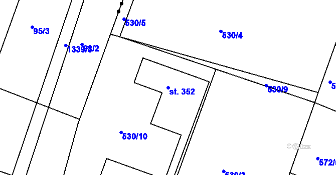 Parcela st. 352 v KÚ Horní Roveň, Katastrální mapa