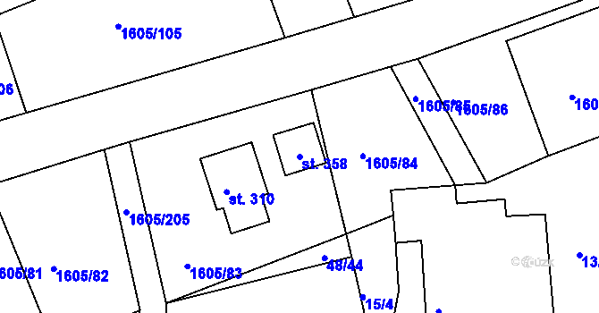 Parcela st. 358 v KÚ Horní Roveň, Katastrální mapa