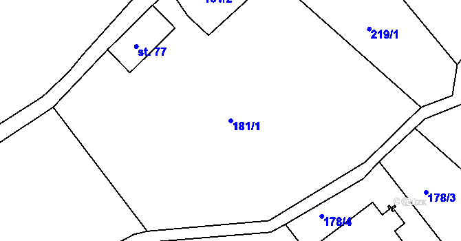 Parcela st. 181/1 v KÚ Horní Řasnice, Katastrální mapa