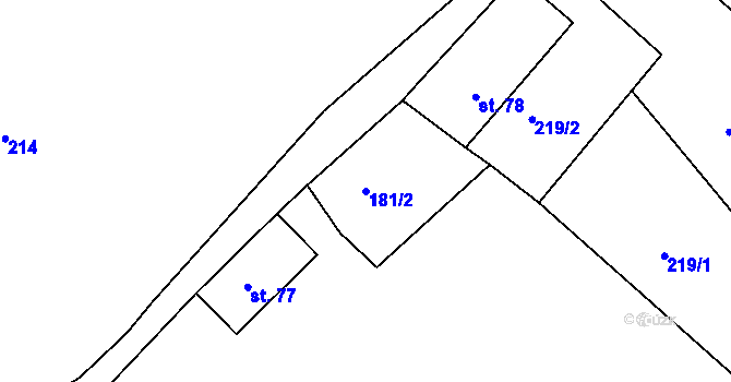 Parcela st. 181/2 v KÚ Horní Řasnice, Katastrální mapa