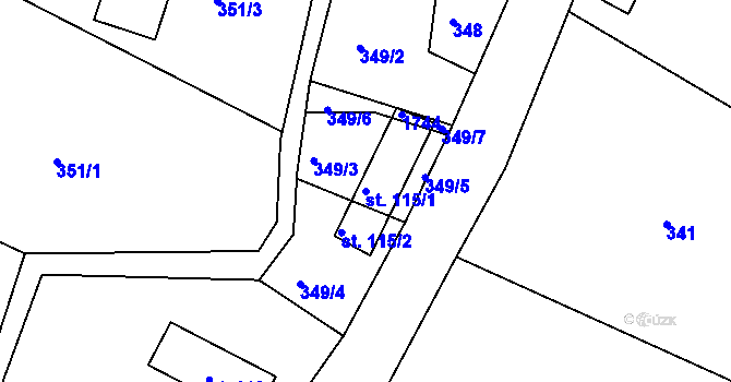 Parcela st. 115/1 v KÚ Horní Řasnice, Katastrální mapa