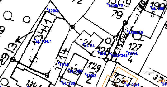 Parcela st. 24 v KÚ Horní Ředice, Katastrální mapa