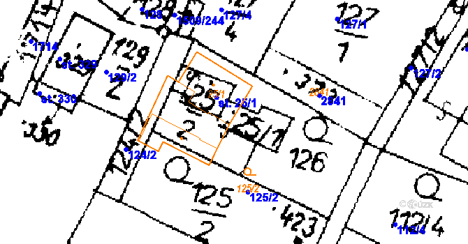 Parcela st. 25/1 v KÚ Horní Ředice, Katastrální mapa