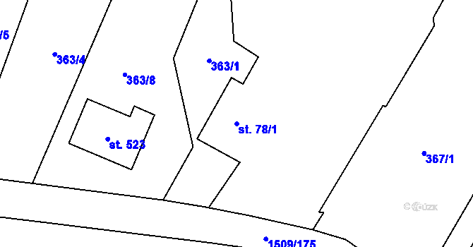 Parcela st. 78/1 v KÚ Horní Ředice, Katastrální mapa