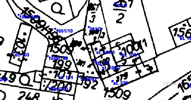 Parcela st. 100/3 v KÚ Horní Ředice, Katastrální mapa