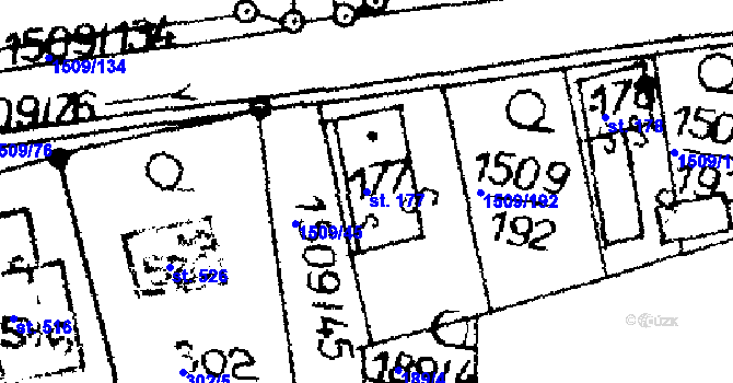 Parcela st. 177 v KÚ Horní Ředice, Katastrální mapa