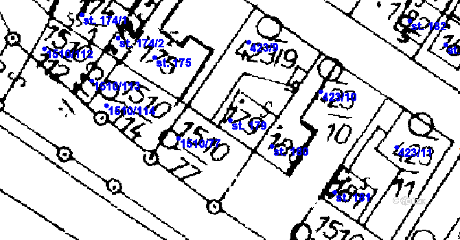 Parcela st. 179 v KÚ Horní Ředice, Katastrální mapa