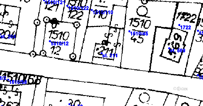 Parcela st. 211 v KÚ Horní Ředice, Katastrální mapa