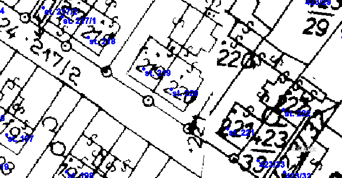 Parcela st. 220 v KÚ Horní Ředice, Katastrální mapa