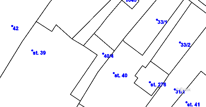 Parcela st. 40/4 v KÚ Horní Ředice, Katastrální mapa