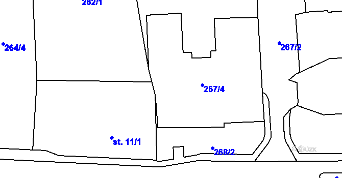 Parcela st. 266/2 v KÚ Horní Ředice, Katastrální mapa
