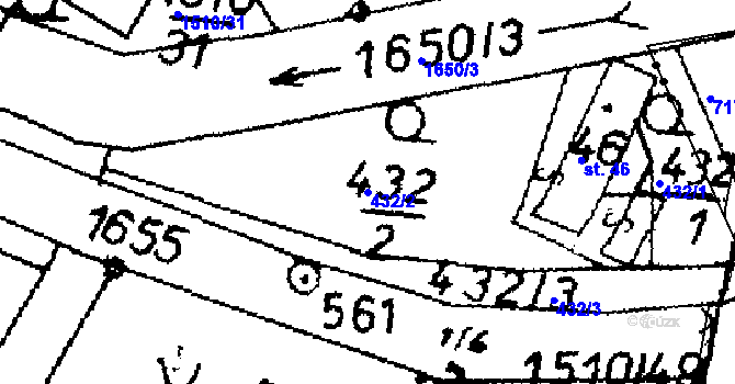 Parcela st. 432/2 v KÚ Horní Ředice, Katastrální mapa