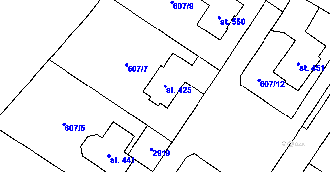 Parcela st. 425 v KÚ Horní Ředice, Katastrální mapa