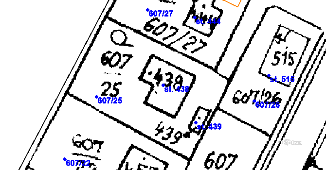 Parcela st. 438 v KÚ Horní Ředice, Katastrální mapa